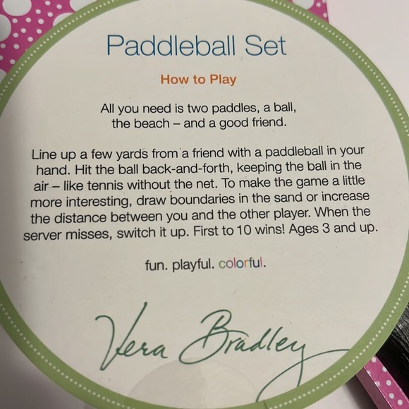 VERA BRADLEY PADDLEBALL SET - PRISCILLA PINK - Picture 7 of 7